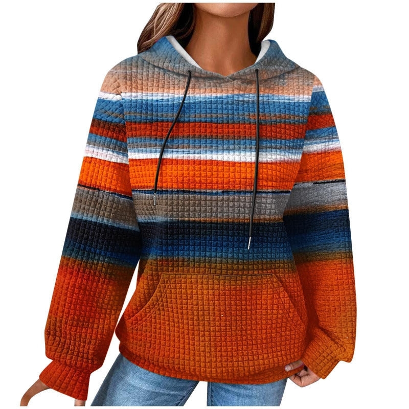 Women’s Fashionable Hooded Sweater in Checkered Design Mune Fashion