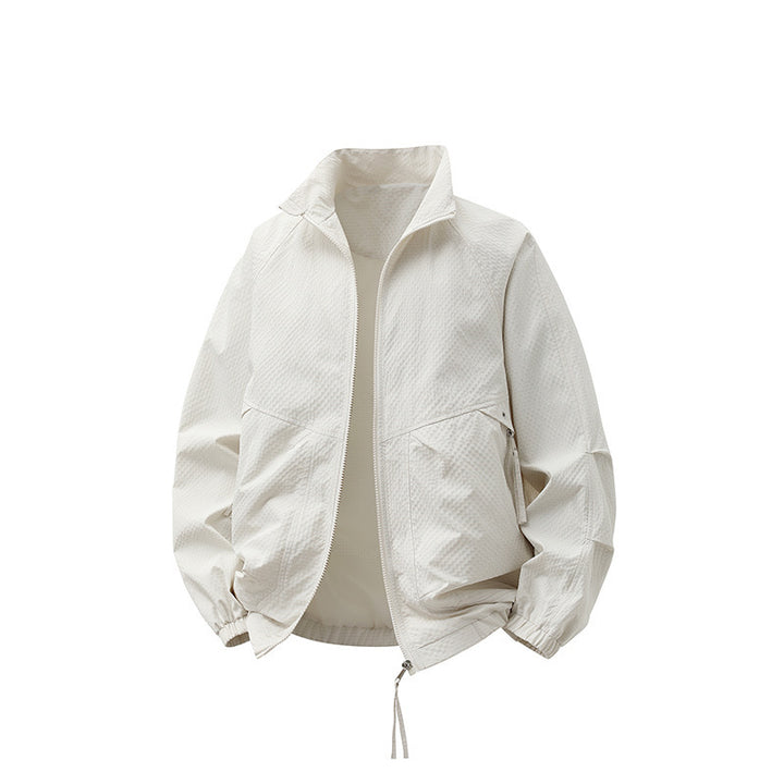 Men Lightweight Windbreaker with High Collar Mune Fashion