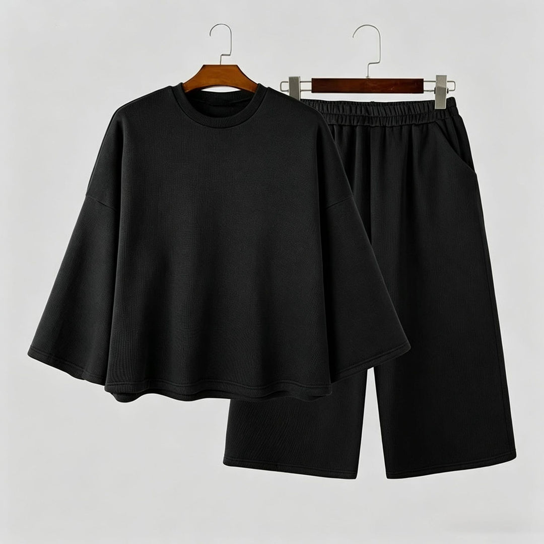 Women's Soft Oversized Lounge Set with Wide Batwing Sleeves and Elastic Waist Pants Mune Fashion
