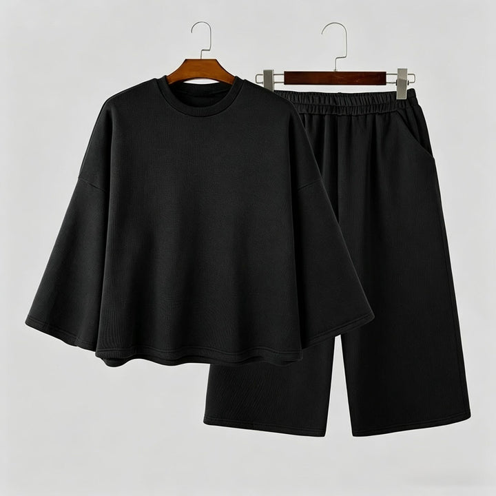 Women's Soft Oversized Lounge Set with Wide Batwing Sleeves and Elastic Waist Pants Mune Fashion
