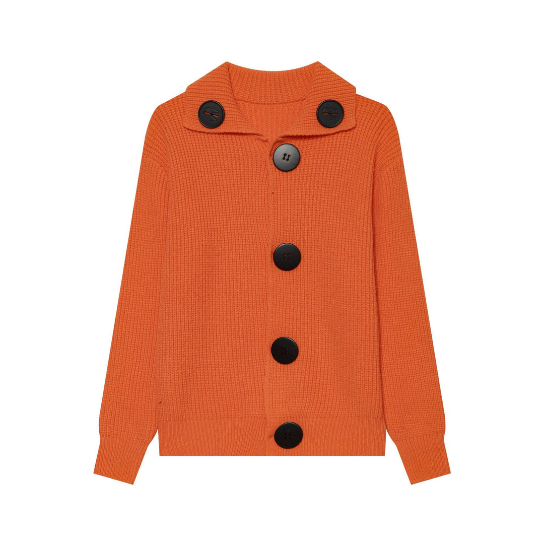 Women's Oversized Chunky Knit Cardigan with Large Shawl Collar and Decorative Buttons Mune Fashion