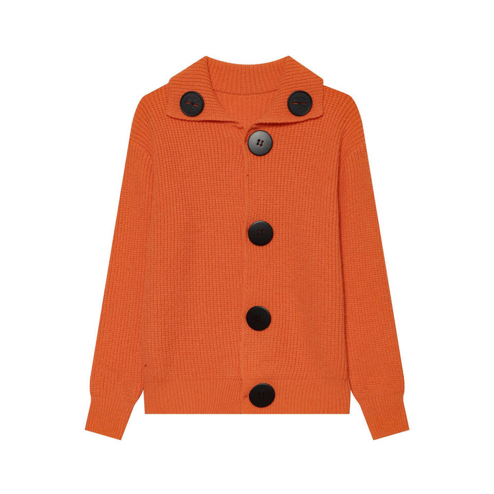 Women's Oversized Chunky Knit Cardigan with Large Shawl Collar and Decorative Buttons Mune Fashion