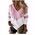 Women’s V-neck knitted pullover with chevron pattern and oversized fit Mune Fashion