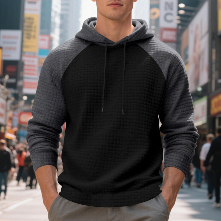 Men's quilted hoodie with raglan sleeves and drawstring Mune Fashion