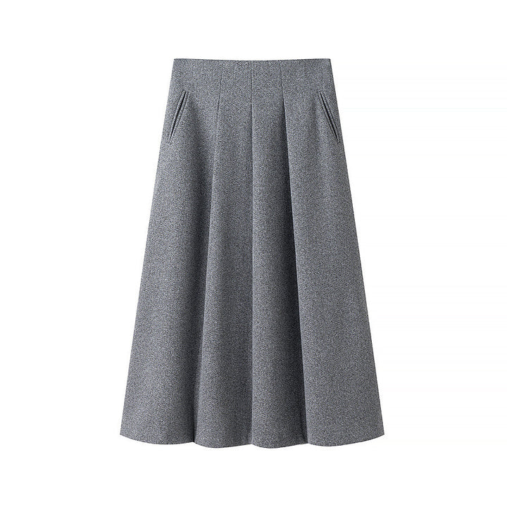 Women Elegant Two-Piece Wool Blend Blazer and Midi Skirt Set with Flared Midi Skirt Mune Fashion