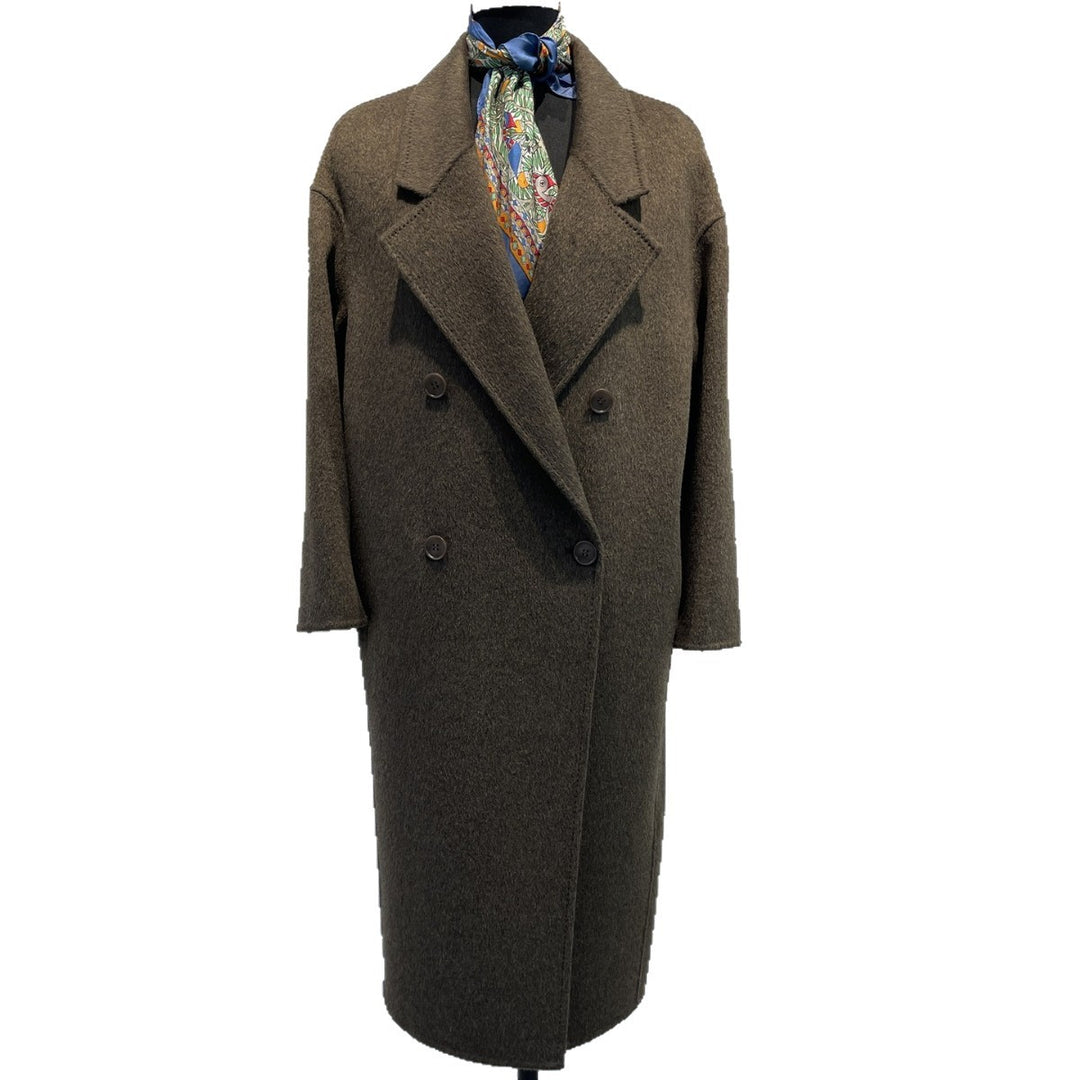Women Plus Size Double-Breasted Wool Blend Coat Mune Fashion
