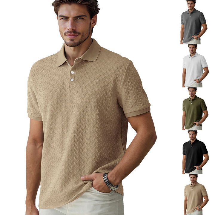 Men's finely woven polo shirt with chevron relief structure and short button placket Mune Fashion