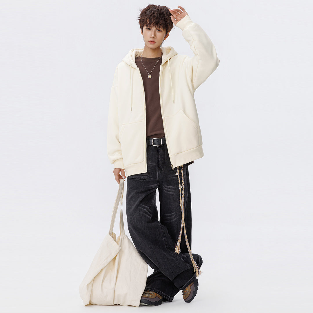 Unisex Oversize Hoodie Sweat Jacket with full zip, kangaroo pockets, and ribbed cuffs Drune
