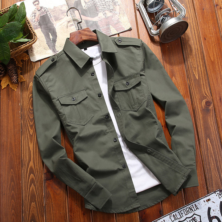 Men's field overshirt made of cotton blend with breast pockets and shoulder pads Mune Fashion