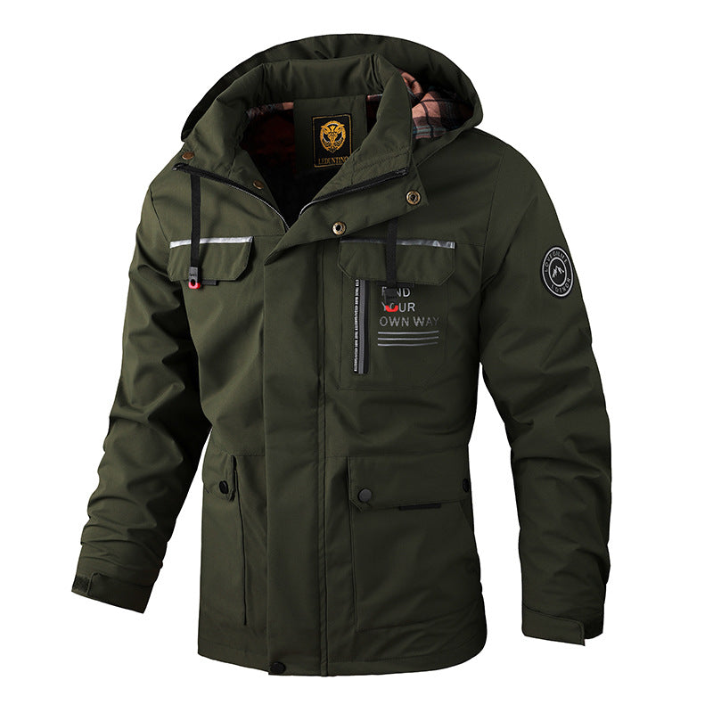 Men's urban softshell parka with adjustable hood, chest zipper, and thermal insulation Mune Fashion