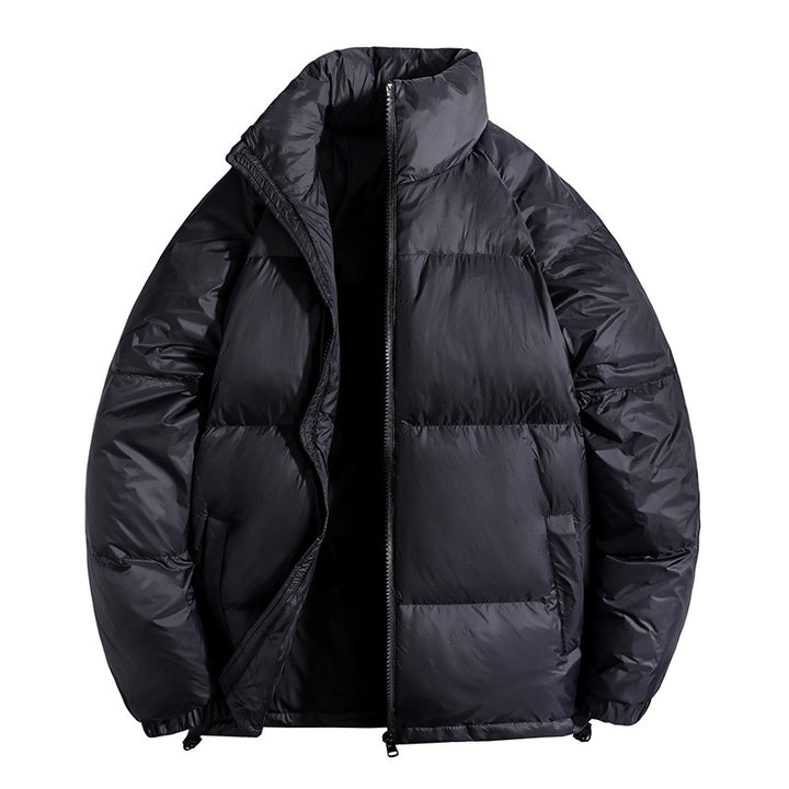 Men's insulated quilted thermo puffer jacket with stand-up collar and drawstring hem Mune Fashion