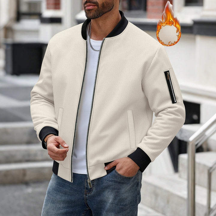 Men's lightly padded bomber jacket with waffle structure, full zip and arm pocket Mune Fashion
