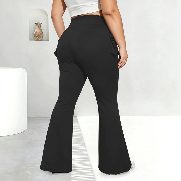 Women High-Waist Flared-Leggings with side ruffles and mobile pockets Mune Fashion