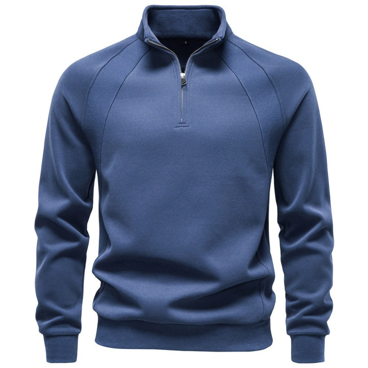 Men's Troyer fleece pullover with stand-up collar and half zipper Mune Fashion