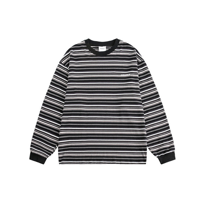 Unisex Oversize-Longsleeve shirt made of heavy cotton with striped pattern and ribbed round neckline Mune Fashion