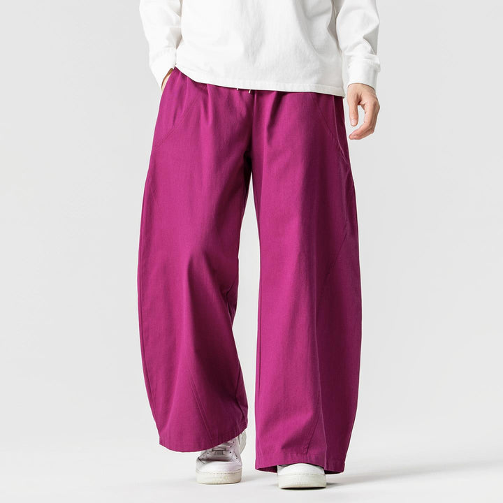 Men's Wide Lounge Pants in Palazzo Cut made of Cotton Blend with Drawstring and Side Pockets Mune Fashion