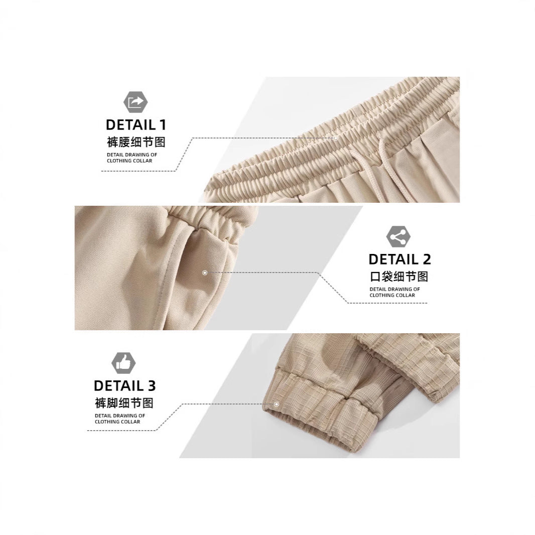 Men's slim-fit jogging pants with elastic drawstring waistband and textured knee panel Mune Fashion