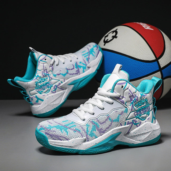 Men's High-Top Basketball Sneaker with Knitted Mesh Upper, Sturdy Heel Cap, and Grippy Profile Sole Mune Fashion