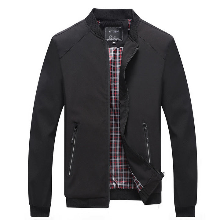 Men's bomber jacket with checked lining, windproof shell and zippered pockets Mune Fashion