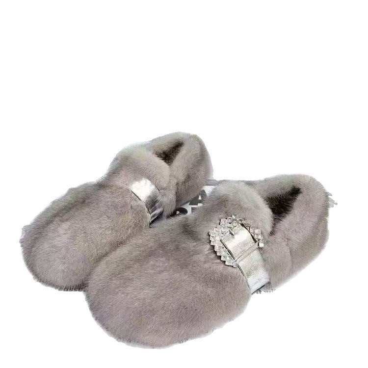 Ladies Luxury Slippers with Glamorous Decor Mune Fashion