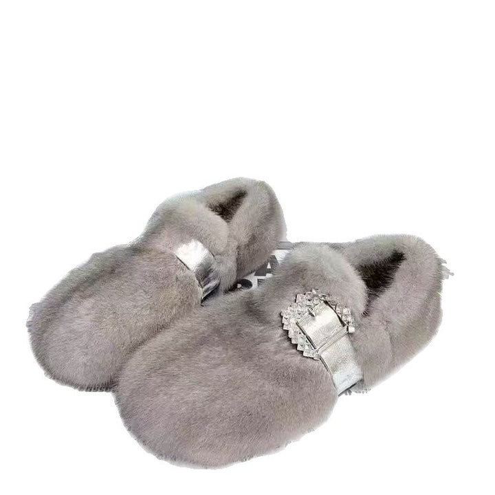 Ladies Luxury Slippers with Glamorous Decor Mune Fashion