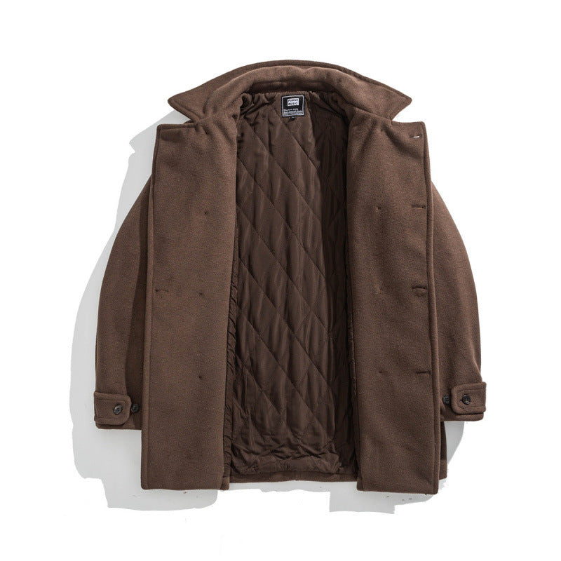 Men's wool coat with quilted thermo inner side and lapel collar Mune Fashion