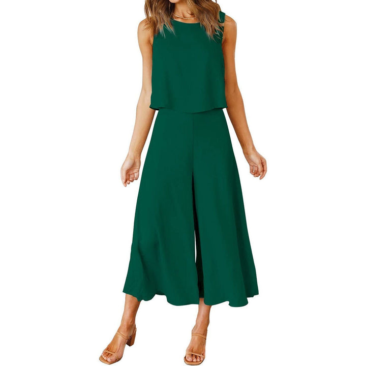 Women Airy Jumpsuit with Flowing Leg and Sleeveless Design Mune Fashion