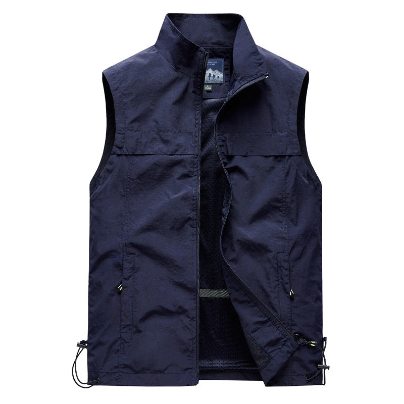 Men's ultra-lightweight packable travel utility vest with mesh inner lining, stand-up collar and drawstring hem Mune Fashion