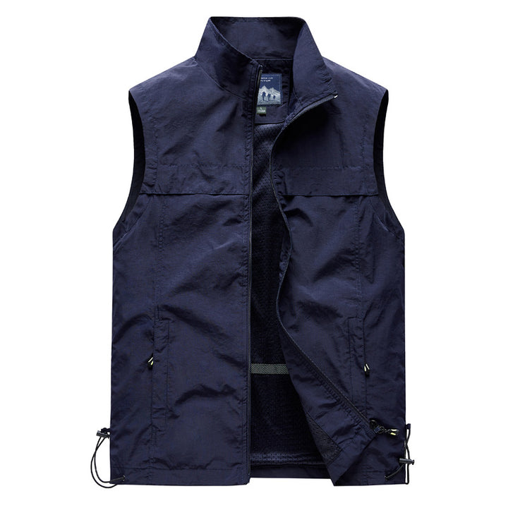Men's ultra-lightweight packable travel utility vest with mesh inner lining, stand-up collar and drawstring hem Mune Fashion