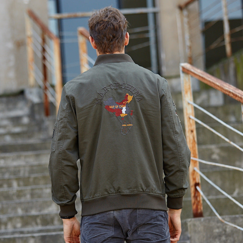 Men's Hooded Canvas Jacket in Military Utility Style with Camouflage Cuff and Ribbed Hem Mune Fashion