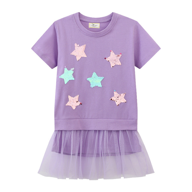Girls T-Shirt with sparkling stars and tulle skirt Mune Fashion
