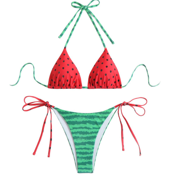 Women's triangle bikini with playful fruit design and adjustable straps Mune Fashion
