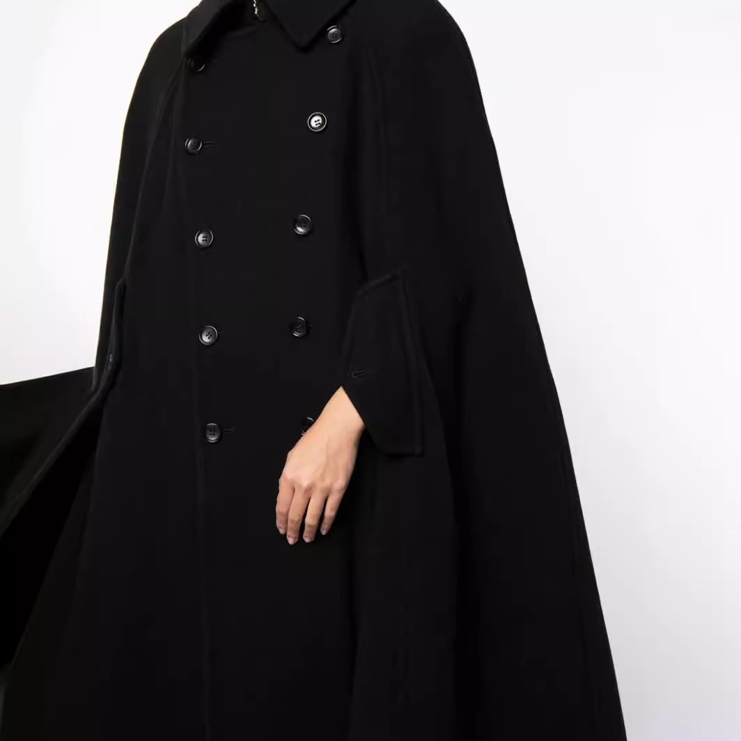 Men's double-breasted cape coat made of wool blend with cape cut Mune Fashion