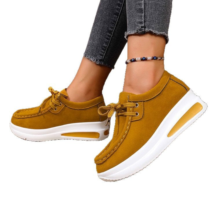 Women's wedge sneakers in moccasin style with cushioning air-cushioned platform sole Mune Fashion
