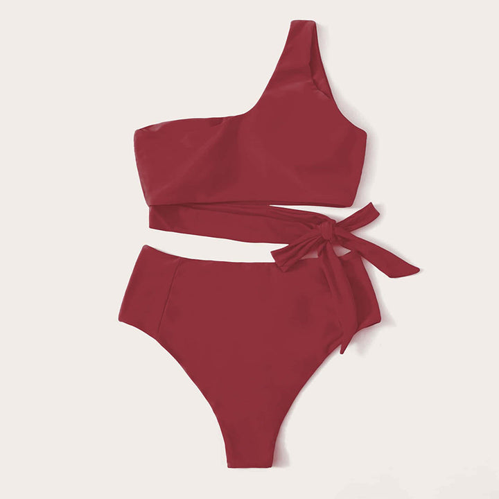 Women One-Sided High-Cut Bikini Set Mune Fashion