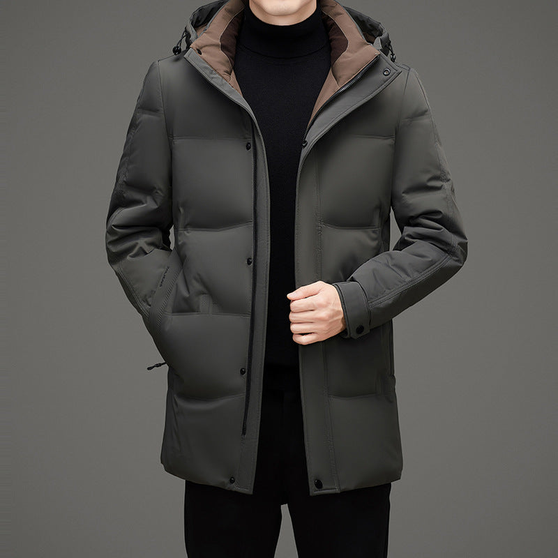 Men's padded hooded quilted jacket with elongated cut and windproof membrane Mune Fashion