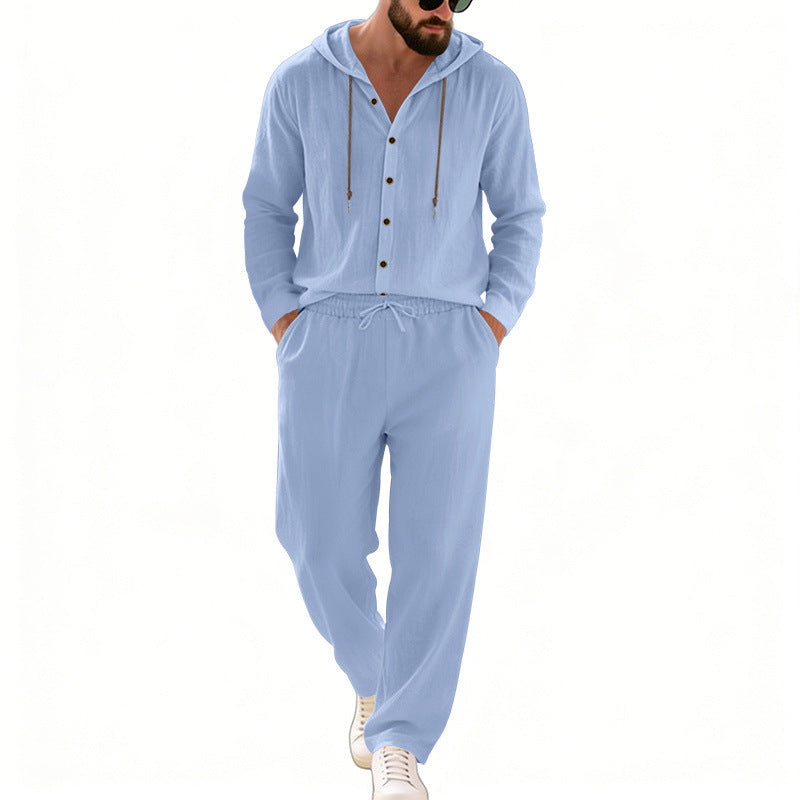 Men's nan legeres hoodie lounge set with button placket, drawstring trousers and side pockets Mune Fashion
