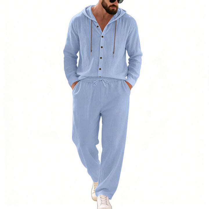 Men's nan legeres hoodie lounge set with button placket, drawstring trousers and side pockets Mune Fashion