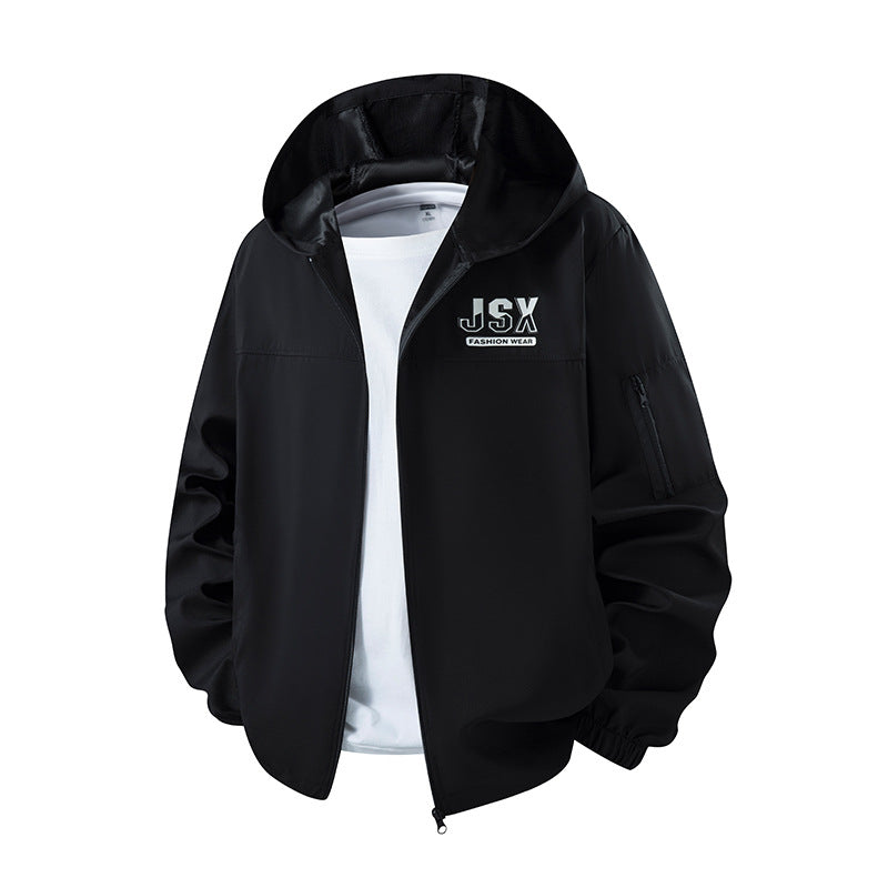 Men's sporty windbreaker jacket with hood Mune Fashion
