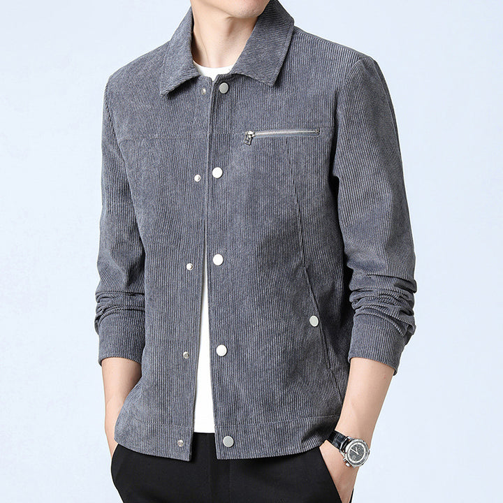 Men's cord overshirt made of wide corduroy with snap button front and zipper chest pocket Mune Fashion
