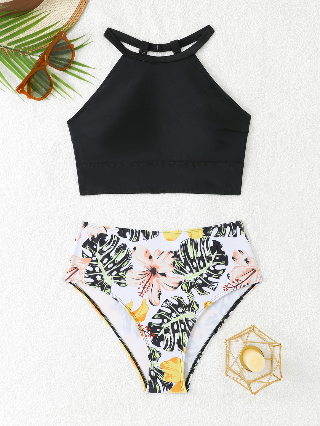 Women's Sporty Bikini Set with High-Cut Bottom and Modern Back Mune Fashion
