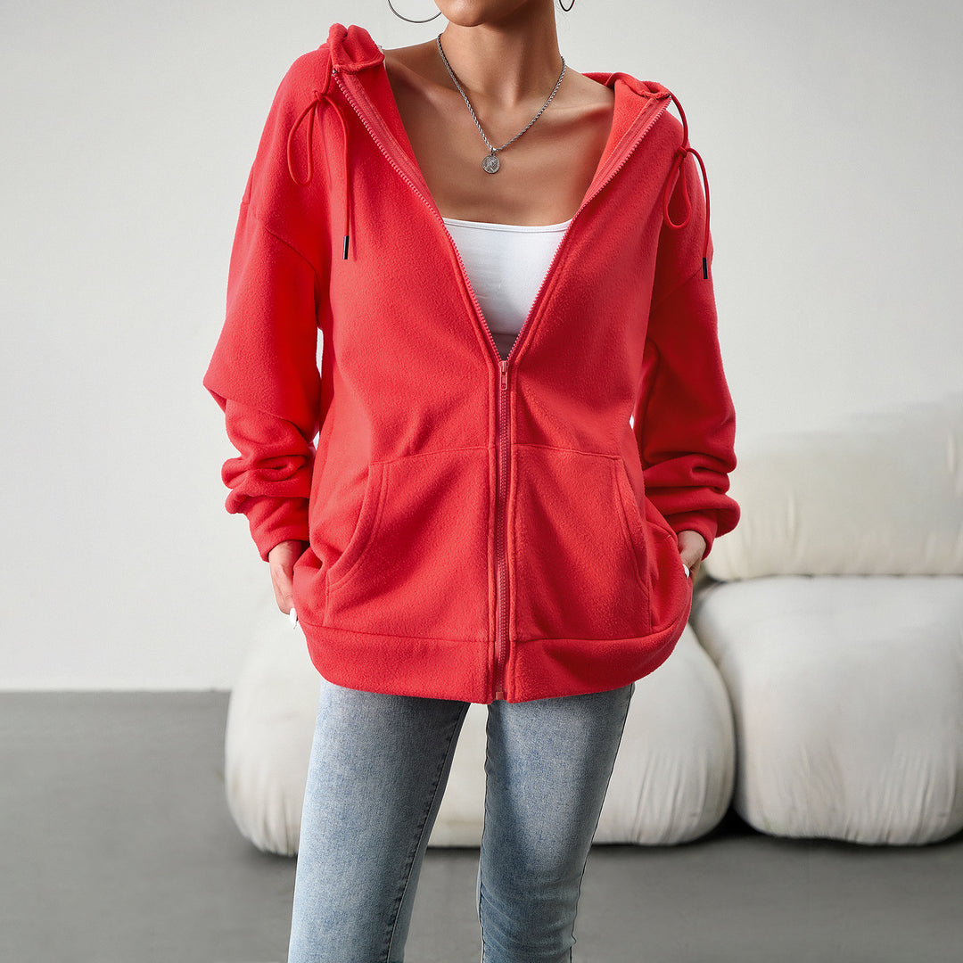 Women's cozy teddy fleece zip hoodie with hood, deep shoulder fit and kangaroo pockets Mune Fashion