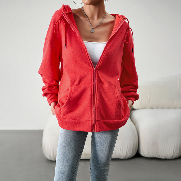 Women's cozy teddy fleece zip hoodie with hood, deep shoulder fit and kangaroo pockets Mune Fashion
