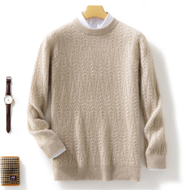 Men's premium cable knit sweater with round neck and merino blend Mune Fashion