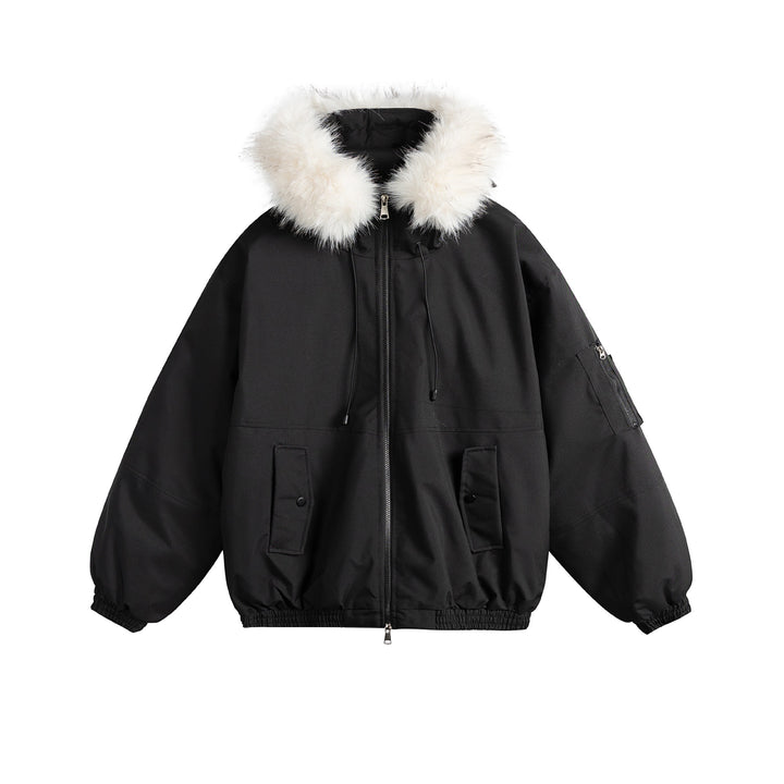 Women's Oversize Bomber Style Parka with Removable Faux Fur Hood Mune Fashion