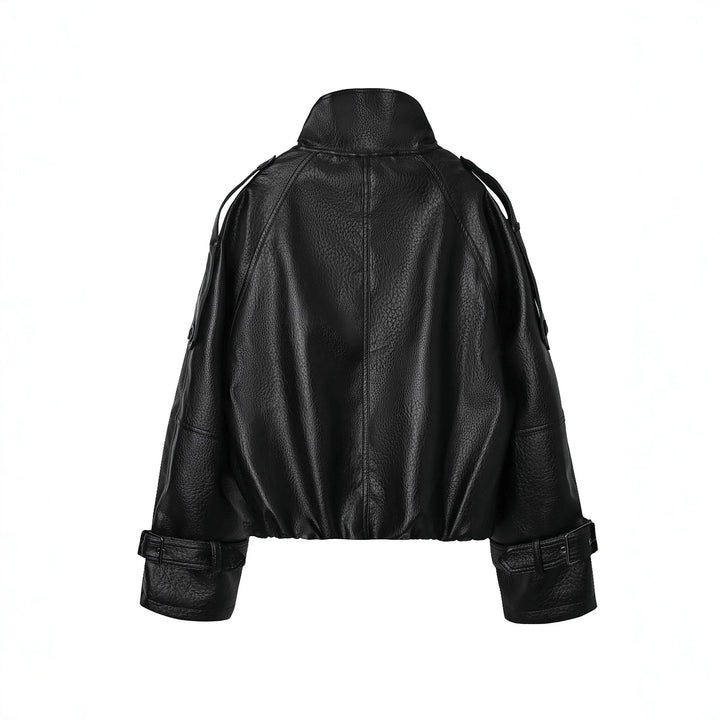 Ladies Fashionable Oversized Leather Jacket Mune Fashion