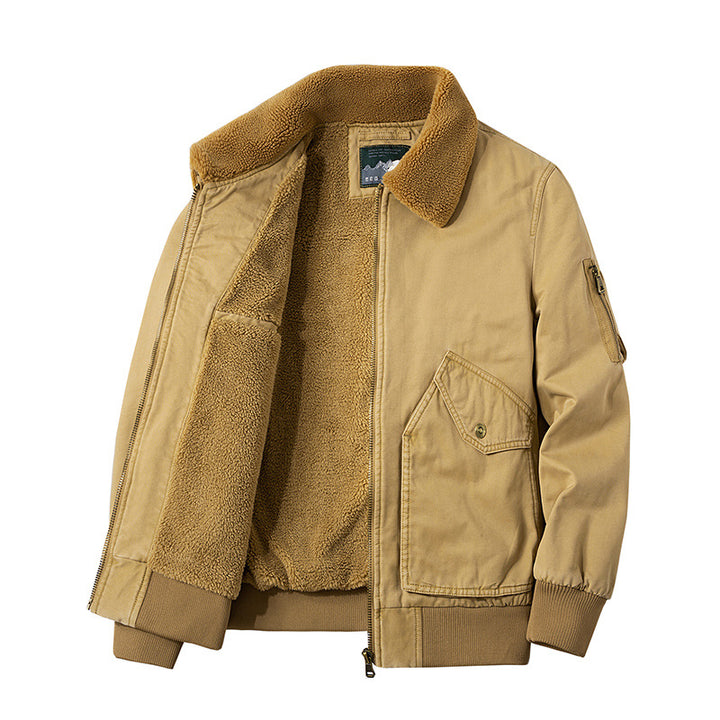 Men's Pilot Blouson with Sherpa Lining and Turn-Down Collar Mune Fashion