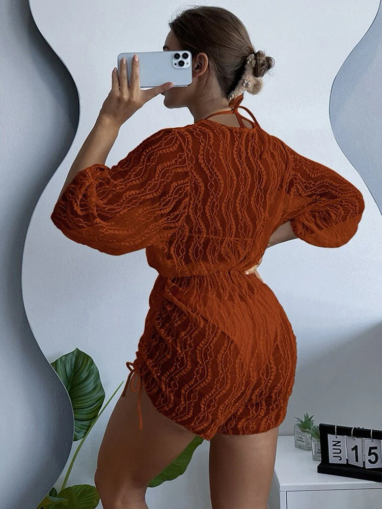 Women's Transparent Beach Jacket with Voluminous Sleeves and Refined Back Detail Mune Fashion