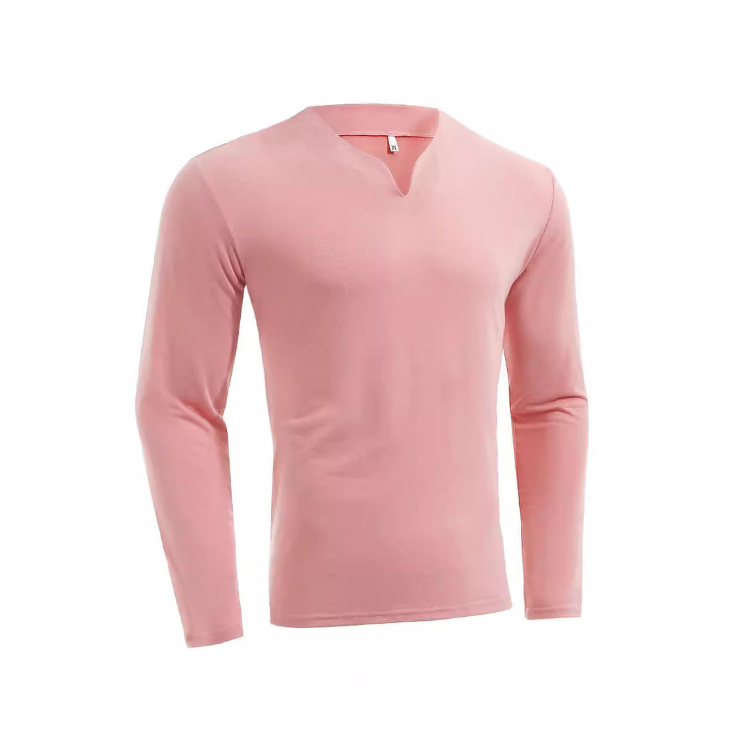 Men's long sleeve shirt with V-neck Slim Fit cotton blend and elastic comfort waistband Mune Fashion