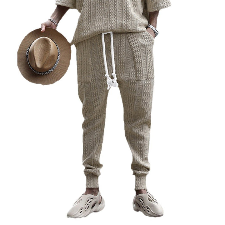 Men's cable-knit joggers with drawstring, patch pockets, and ribbed cuffs Mune Fashion